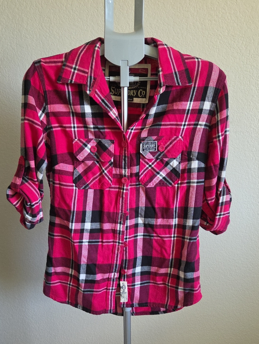 Superdry Hot Pink Plaid Button-Down Shirt